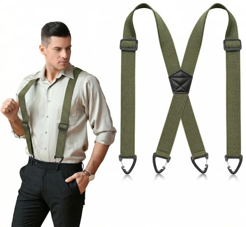 Image of SUNEZLGO Suspenders for Men Heavy Duty, X Back Hidden Suspender 1.5 inch Under Clothing, Adjustable Work Suspenders for Men Women