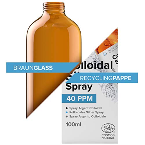 Kolloidales Silber Spray 100mL | 100% natürlich 40 PPM | Hohe Konzentration, kleinere Partikeln, höhere Wirksamkeit | Made in the EU.
