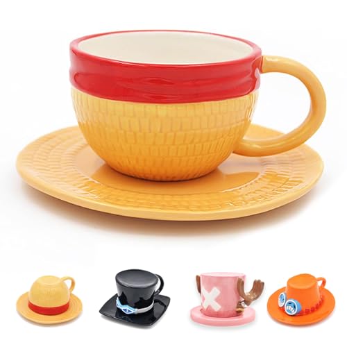 Hengrongshen Taza One Piece, Anime Luffy One Piece Tazas de Cafe, Cerámica One Piece Taza Anime con Platillos, Tazas Originales para Regalar, Regalo Navidad, Aniversario (Luffy) Hengrongshen Taza One Piece, Anime Luffy One Piece Tazas de Cafe, Cerámica One Piece Taza Anime con Platillos, Tazas Originales para Regalar, Regalo Navidad, Aniversario (Luffy)