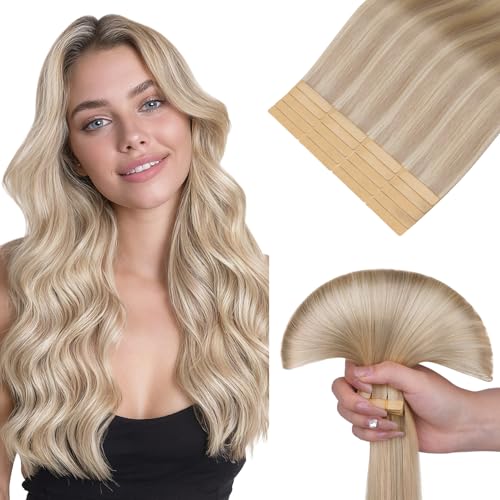HOTBANANA Tape in Hair Extensions, 20 Inch 20pcs 50g Icy
