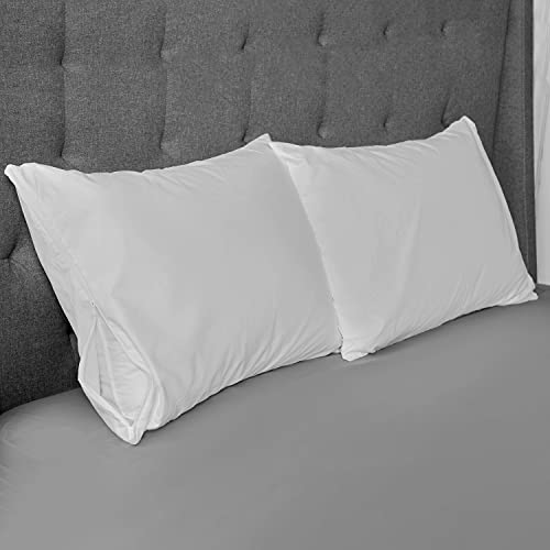 Aller-Ease Hot Water Washable Hypoallergenic Zippered Pillow Protectors, Allergist Recommended, Prevent Collection Of Dust Mites And Other Allergens, Standard/Queen Sized, 2 Count (Pack Of 2), White #TOP1