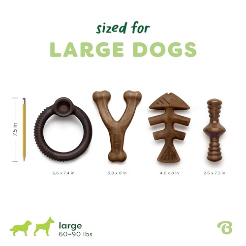 Image of Benebone Limited Edition Blueberry Large 4-Pack Dog Toys for Aggressive Chewers, Durable Dog Bones, Made in USA, Dog Toys for Large Dogs Under 90 lbs
