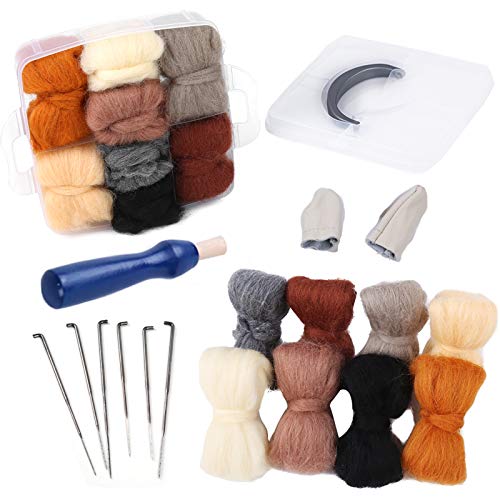 Kit De Feutrage À L'aiguille, 8 Couleurs De Laine Pour Feutrage À L'aiguille, Ensemble De Fil De Fibre Avec Boîte De Rangement, Aiguilles À Feutrer, Fournitures De Feutrage De Laine Pour Le Bricolage Cover
