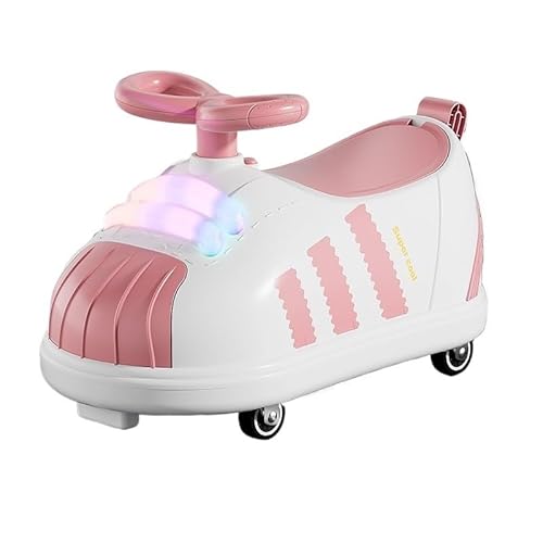 タンブルバイク 子供用乗用プッシュカー 室内屋外用 乗用玩具 シート下収納 ライト・音楽付き スイングバイク(White)