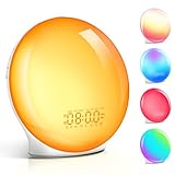 目覚まし時計 光 目覚ましライト 【Bluetooth音楽・休日/平日アラーム設定】 めざまし時計 大音量 日の出＆日没シミュレーション搭載 8種類自然音・20段階明るさ調整・16段階音量調節 光で起きる 置きどけい RGB/虹色ライト 光目覚ましどけい スヌーズ&FMラジオ機能付き 明るさ調整可 フルスクリーン照明 ベッドサイドランプ 授乳 寝室・子供部屋