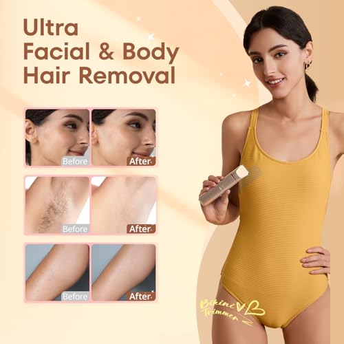 Image of VG VOGCREST Bikini Trimmer for Women: 2-in-1 Rechargeable Painless Body Shaver - Portable Travel-Friendly Pubic Grooming Kit for Underarm Leg Arm