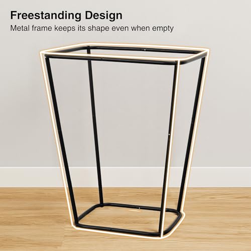 Image of STO STO 75L Laundry Hamper, Space Saving Freestanding Clothes Basket with Iron Frame, Dirty Clothes Storage Bin with Removable Washable Liner for Bedroom, Bathroom, Dorm, Closet, Apartment, Gray