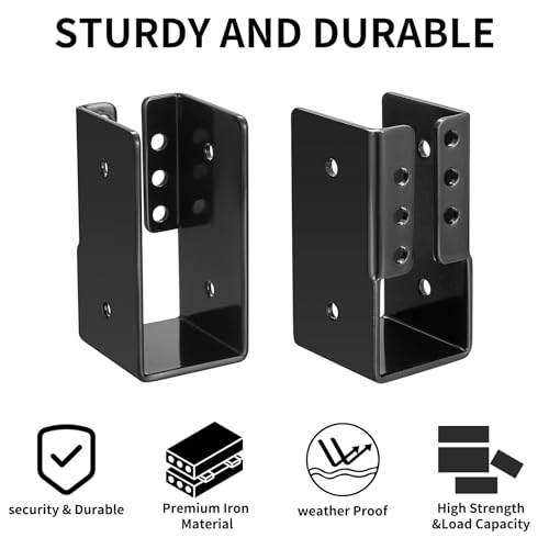 4 Pcs Joist Hanger, Timber to Timber Joist Hanger, Joist Brackets, Black Beam Brackets for 1.57" x 3.46" Beam Hanger - Image 3
