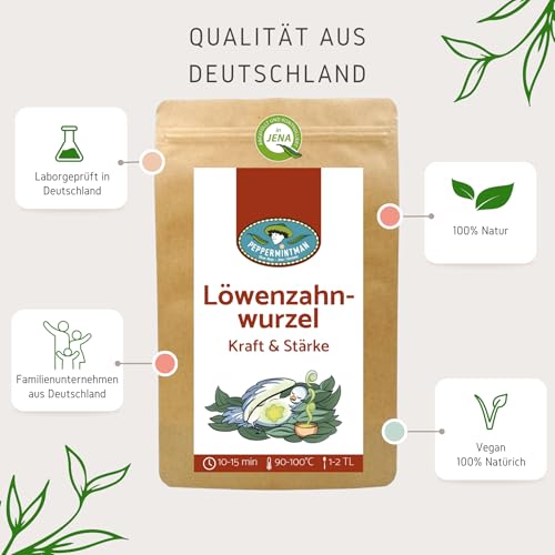 Löwenzahnwurzel, schonend getrocknet und geschnitten, Ideal als Tee I PeppermintMan (250, Gramm)