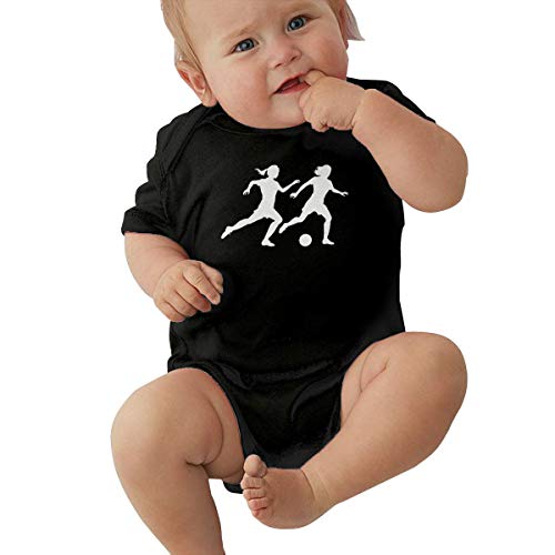 Newborn Baby Girl Boy Silhouette of Two Women Footballers Bodysuit Romper Jumpsuit Short