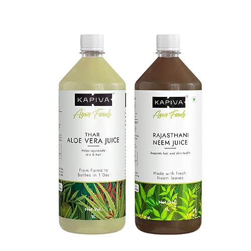 Kapiva Skin & Hair Combo: Aloe Vera & Neem Juice 2L