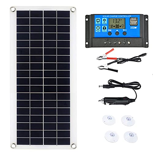 Kit de panel solar, kit completo de panel solar, 300 W, 12 V, USB con controlador de 10-60 A, células solares for coche, yate, RV, barco, cargador de batería de teléfono móvil (con controlador de 60 A
