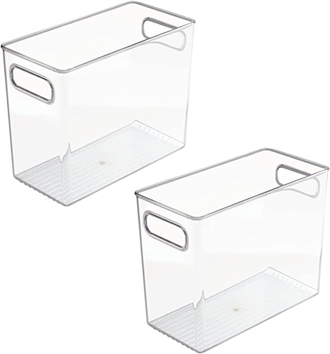 Snazzy Tall Plastic Kitchen Food Storage Bin with Handles - Organizer Bins for Pantry, Cabinet, Refrigerator or Freezer - Containers and Baskets for Food, Drinks, and Snacks - 2 Pack - Clear (B0BQ392N3G) Amazon Price History, Amazon Price Tracker