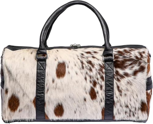 Cowhide Leather Duffle Bag for Men and Women - Genuine Leather Gym Duffle Bag, Weekend Overnight Travel Bag (Tan brown)3