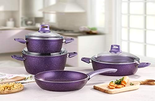 Fiesta Granite Cookware Set, 7 pcs, Purple
