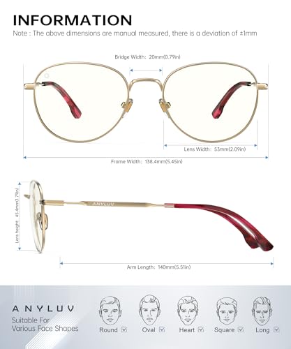 Image of ANYLUV Blue Light Blocking Glasses Men Women, Round Lightwight Blue Light Glasses Computer Screen for Eye Protection