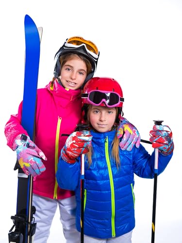 Image of Honoson 2 Pairs Kids Snow Gloves, Winter Waterproof | for Outdoor Snowboard Sledding, Warm Fleece Lining, Windproof, Adjustable Wrist Strap, Youth Cold Weather Ski Glove