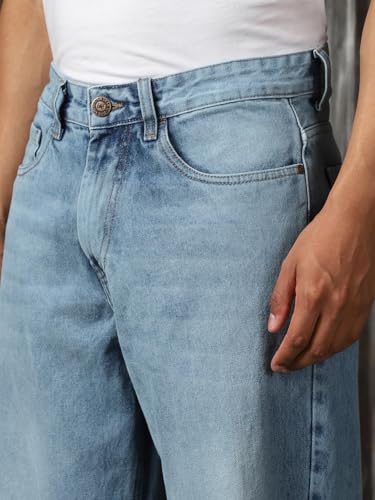 Image of High Star Men Washed Cotton Flared Fit Mid- Rise Jeans 22