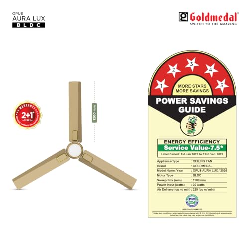 Image of Goldmedal Opus Aura Lux BLDC Ceiling Fan 1200mm With Remote|High Speed