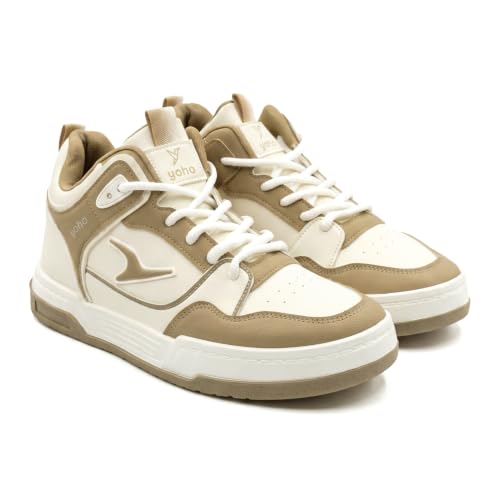 Image of YOHO Men's Sneakers Flo Mid Top | Stylish & Comfortable | Lace Up Casual Shoes for Man /Gents