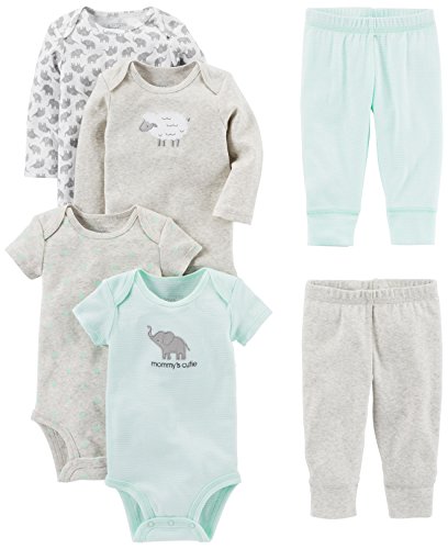 Image of Simple Joys by Carter's Baby Girls' 6-Piece Bodysuits (Short and Long Sleeve) and Pants Set