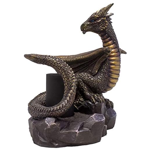 World of Wonders Medieval Dragon Figurines Decorative Electric Wax Warmer Lamp | Dragon Oil Warmer Home Scent Machine | Desk Sculpture and Bookshelf Decor - 7.5"