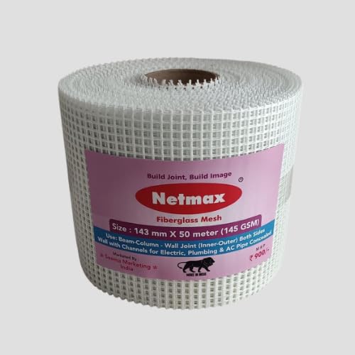 NETMAX ® Fiberglass Mesh 145 GSM (143mm X 50meters) For Construction (1)