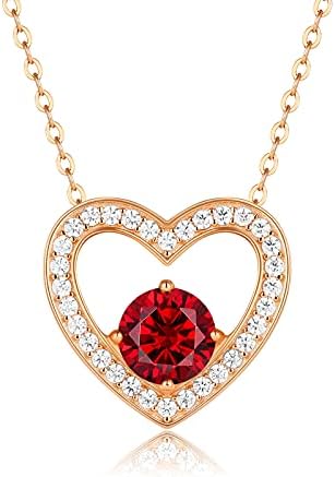 Necklaces for Women 925 Sterling Silver Love Heart Pendant Birthstone Rose Gold Necklace Jewellery Gifts for Mum Her Wife Girlfriend Anniversary Birthday Mothers Day Christmas Valentines Gift
