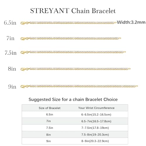 Gold Bracelets 14K Gold Tennis Bracelets for Women Non Tarnish Dainty Chain Bracelet Cubic Zirconia Bracelet Ideal Presents Available in 5 Sizes 6.5'' 7'' 7.5'' 8'' 9''2