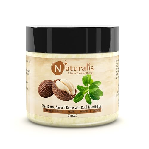 Image of Naturalis Shea Butter | Unrefined Shea Butter with Basil Essential Oil 200gms | Body Butter | Deep Hydration, Soft Skin, Nourished Glow & Smooth, Revitalized Skin