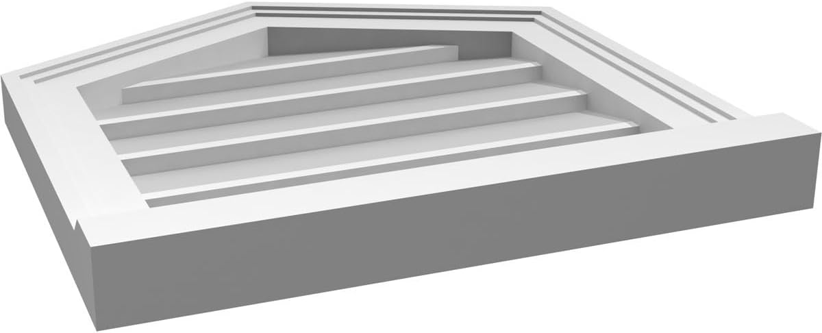 GVSPE18X1803SN-06 Peaked Top Brickmould Sill Frame, Primed Tan Signature Series Surface Mount Gable Vents, 18-in. W x 18-in. H, Unfinished
