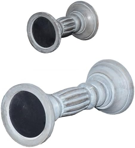 Miniatura 5 de Juego de dos portavelas de pilar de 6 y 9 pulgadas de madera de mango hecho a mano Antiguo anochecer