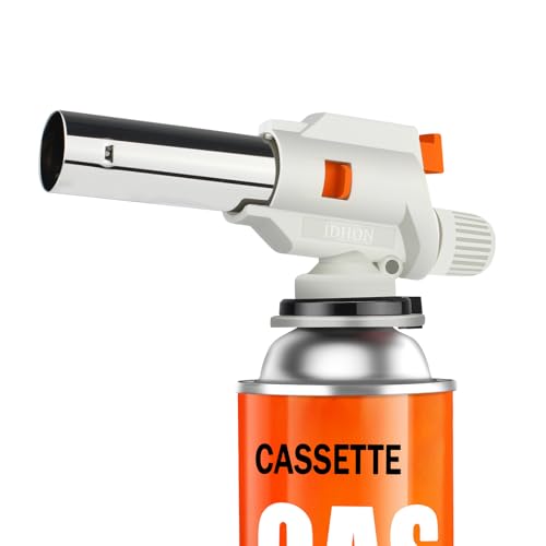 JDHON Chalumeau de Cuisine, Torches de Cuisine, Brûleur de Cuisine avec Verrouillage de Sécurité pour la Maison, la Crème Brûlée, les Pâtisseries, le Camping (Butane non Inclus) (B-Blanc)