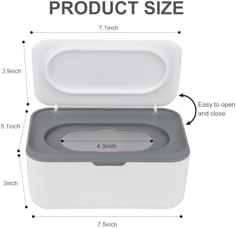 Flushable Wipes Dispenser for Compatible with Cottonelle, Refillable Wet Wipe Holder with Easy Pull Design, Moisture-Locking Flip Lid, Portable Wipes Case for Baby & Adult,Home, Travel, Grey - 1