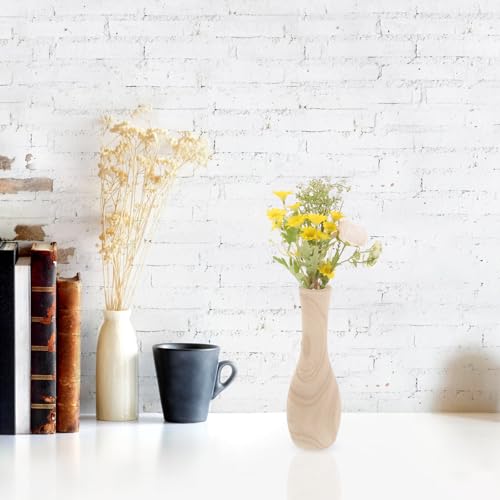 Maceta decorativa interior de madera beige ideal para crear un ambiente cómodo en tu salón 7
