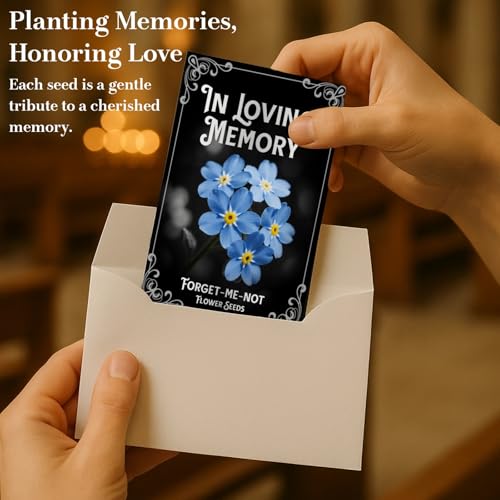 60Pack Forget Me Not Seeds Bulk - Memorial Seed Packets for Funeral Favors, Celebration of Life, Personalized Remembrance Gifts - Easy Planting Spring Flower Seeds Outdoor Garden Decor