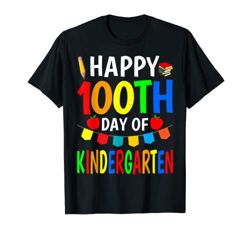 Happy 100th Day Of Kindergarten For Teachers Kids Boys Girls T-Shirt