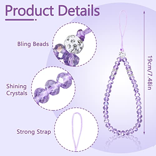 Cobee Crystal Cell Phone Lanyard, 4 Pieces Cell Phone Straps Bling Crystal Beads Phone Charm Strap Phone Lanyard Chain For Girl Women #TOP2