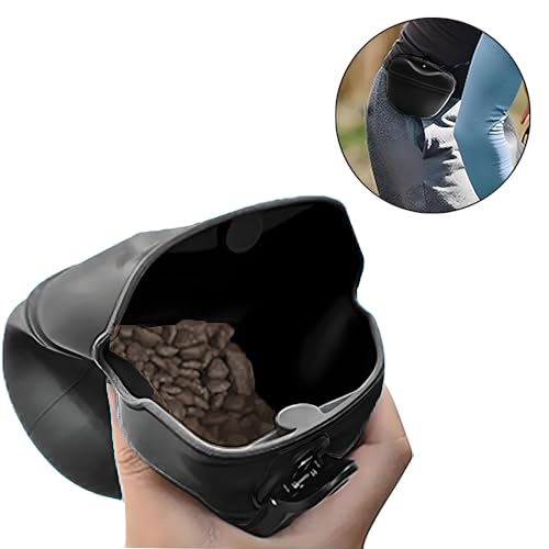 katmerio Silikon Hundeleckerli Beutel aus Silikon Snack Tasche für Hundetraining Kleine Trainingstasche mit magnetischem Verschluss und Taillen Clip