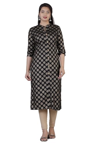 Image of Rayon Knee Length Printed Straight Kurti for Women | Kurtas for Women | Women Kurta | Round Neck Full Sleeves Short Kurti for Women's
