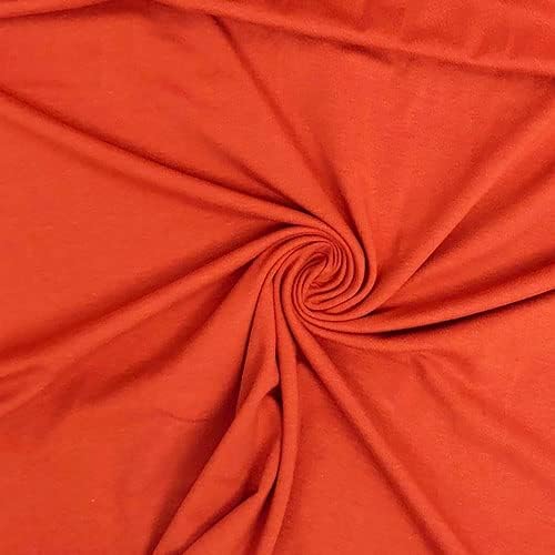 Rust Orange Solid Cotton Spandex Knit Fabric - by The Yard