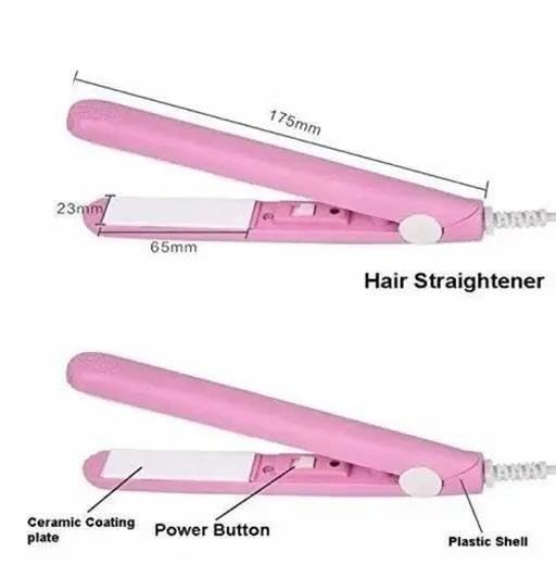 Image of Small Professional Hair Straightener Flat Iron for Women Easy Hair Styling Device Pink 