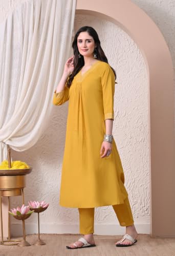 Image of Truvon Fashions Stylish Women's Co-Ord Kurta with Pant Set Cotton Floral Kurti for Women