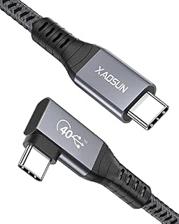 USB 4 Cable [USB-IF Certified], 90 Degree Thunderbolt 4 Cable with 8K@60Hz Display, Dual 4K, 40Gbps Data Transfer, 100W Charging for MacBook Pro, iPad Pro, Mac Mini, Quest Link, eGPU and More[1m]