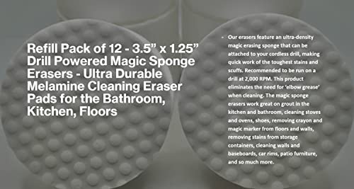 Image of Refill Pack of 12 Drill Powered 3.5 inch Magic Sponge Erasers