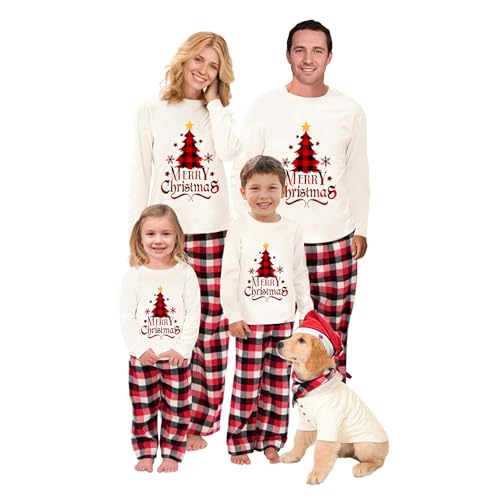 OAKFashion Christmas Pajamas for Family, Xmas Pajamas Family Christmas Pjs Matching Sets Holiday Nightwear Jammies(#bu-14, Dog, L)