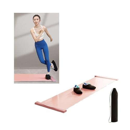 スライドボード 1.8m(横0.5m) 靴カバー 収納バッグ付き 滑り止め処理 スライディングボード スケーティングボード トレーニング 下半身トレーニング ゴルフ練習器具 ダイエット モモピンク