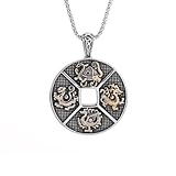 Colgante chino antiguo de los Cuatro Dioses y Bestias Fengshui Moneda de latón Collar de la Moneda de la Suerte Joyería de la Suerte Regalo de cumpleaños