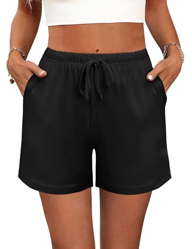Image of Ekouaer Pajama Shorts for Women Soft Comfy Lounge Shorts Drawstring Pj Shorts Short Pajama Bottoms with Pockets S-XXL
