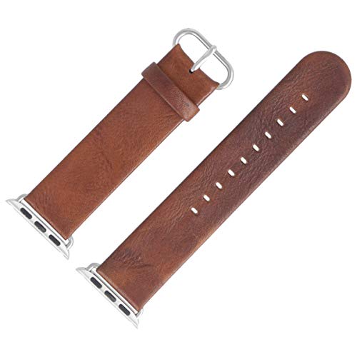 Uhrenarmband Für Apple Watch 42mm Leder Glatt Braun Series 1 2 3 4